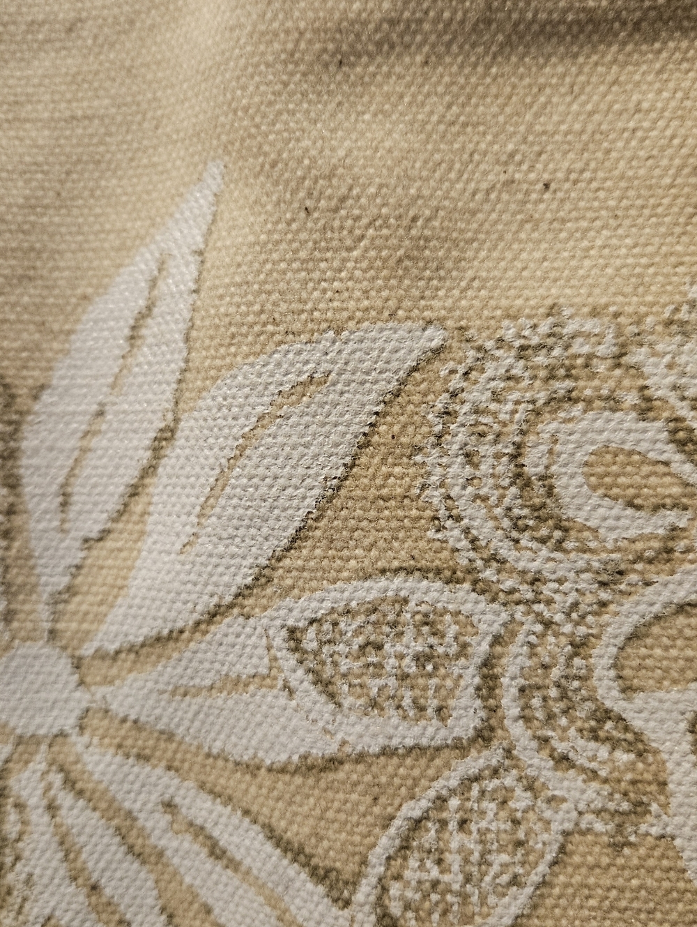 Oscar de la Renta Beige Canvas Floral Tote - Picture 8 of 9